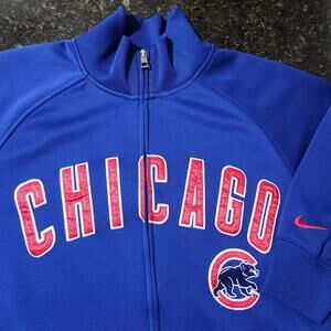 Nike Chicago Cubs MLB Track Jacket Full Zip Embroidered Mens Medium Sport Casual